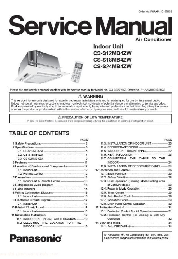 CS-S12MB4ZW, CS-S18MB4ZW, CS-S24MB4ZW